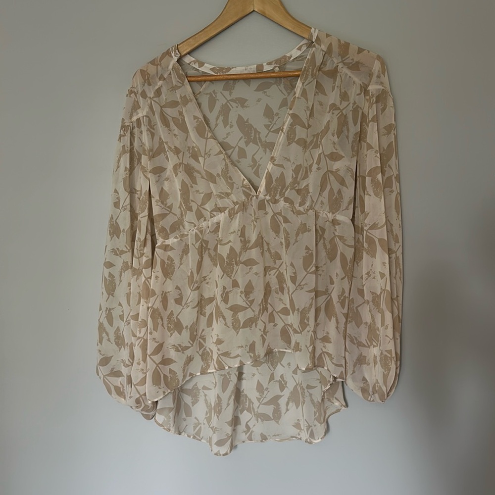 SHEER BISHOP SLEEVE BLOUSE - Picture 1 of 3
